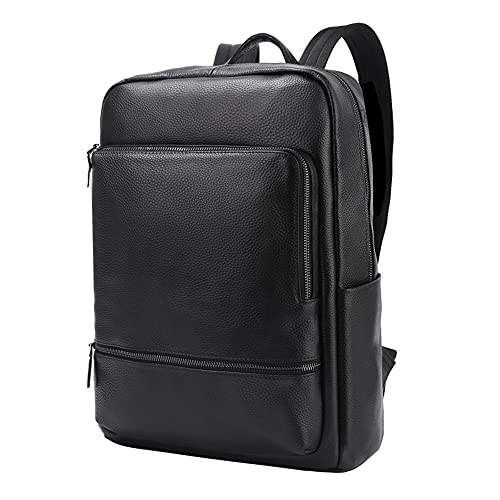 Leathario Herren Hochwertige Rindleder Rucksäck Backpack für Freizeit Schwarz5