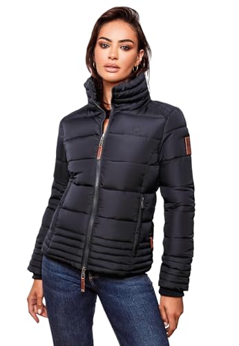 Marikoo Designer Damen Winter Jacke Steppjacke Winterjacke Stepp gesteppt B668 [B668-Sol-Navy-Gr.XS]