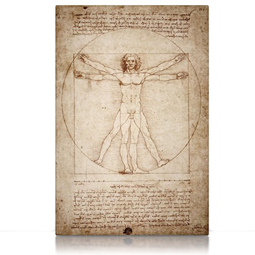 CanvasArts Vitruvianischer Mensch - Leonardo Da Vinci - Leinwandbild - Kunstdruck Wandbild Wallart Wandkunst (120 x 80 cm, Leinwand auf Keilrahmen)