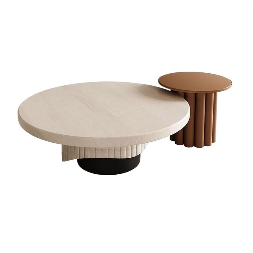 FUHAI-666 Beistelltisch Kreativer runder Couchtisch aus Massivholz, moderner minimalistischer Teetisch, leichtes Luxusdesign for das Wohnzimmer Kaffeetisch Kleiner Sofatisch(Bruin)