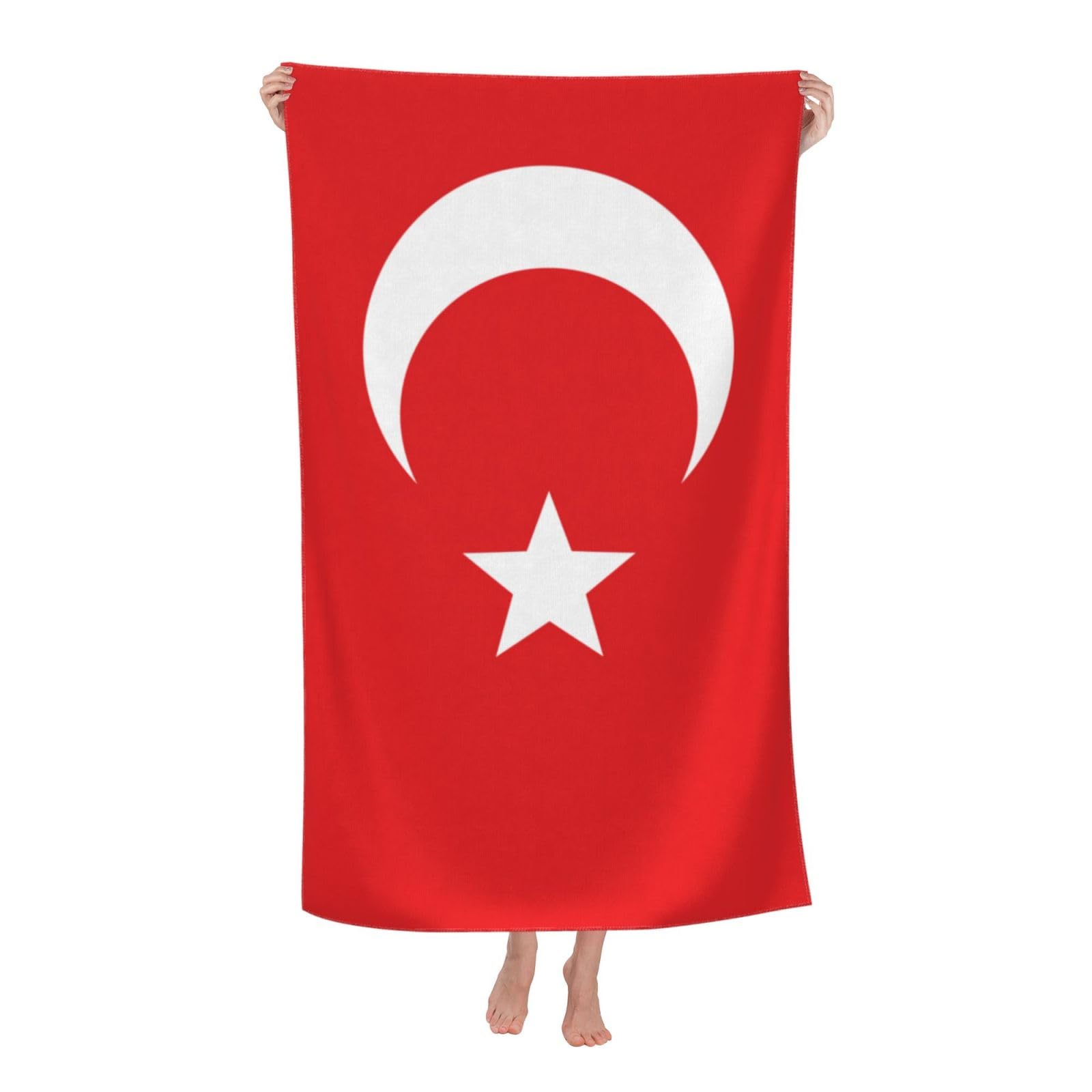 WURTON Strandtuch, Motiv: Flagge der Türkei, personalisierbar, für den Sommerurlaub, Strand-Essentials, Geschenke