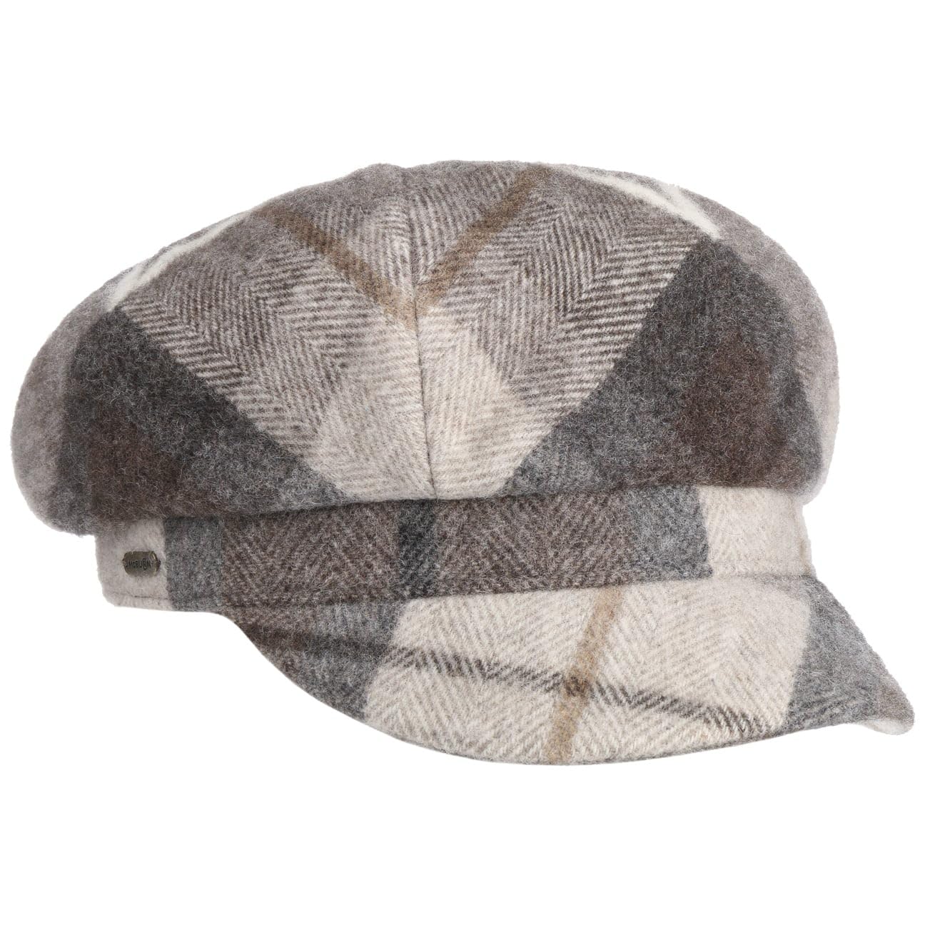 McBURN Tevere Karo Damen Newsboy Cap - Made in Italy Ballonkappe Damenmütze Schildmütze mit Schirm, Futter Herbst-Winter - One Size braun