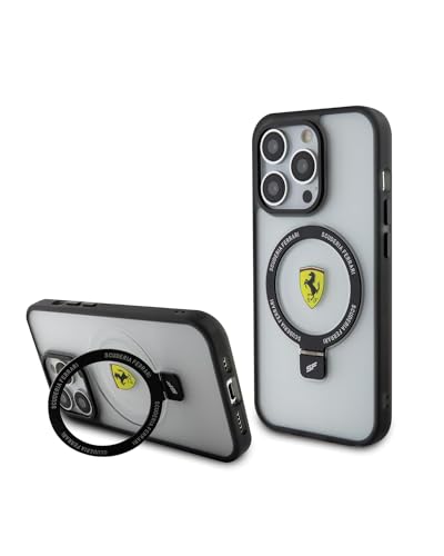 CG MOBILE Ferrari Magfit Ring Ständer Hülle für iPhone 15 Pro Max (Transparent)