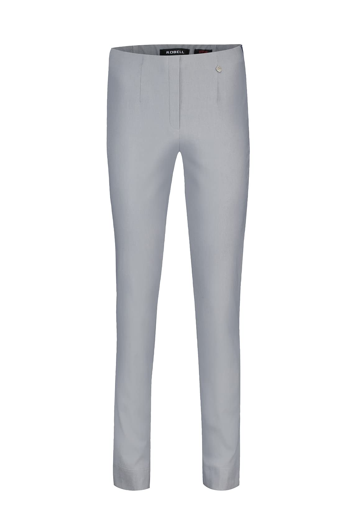 Robell Style Marie - Stoffhose Damen high Waist - Damenhose Power Stretch - Bengaline Stoff Hose mit Schlitz am Saum - Bitte eine Größe Kleiner bestellen - Lightgrey, 42