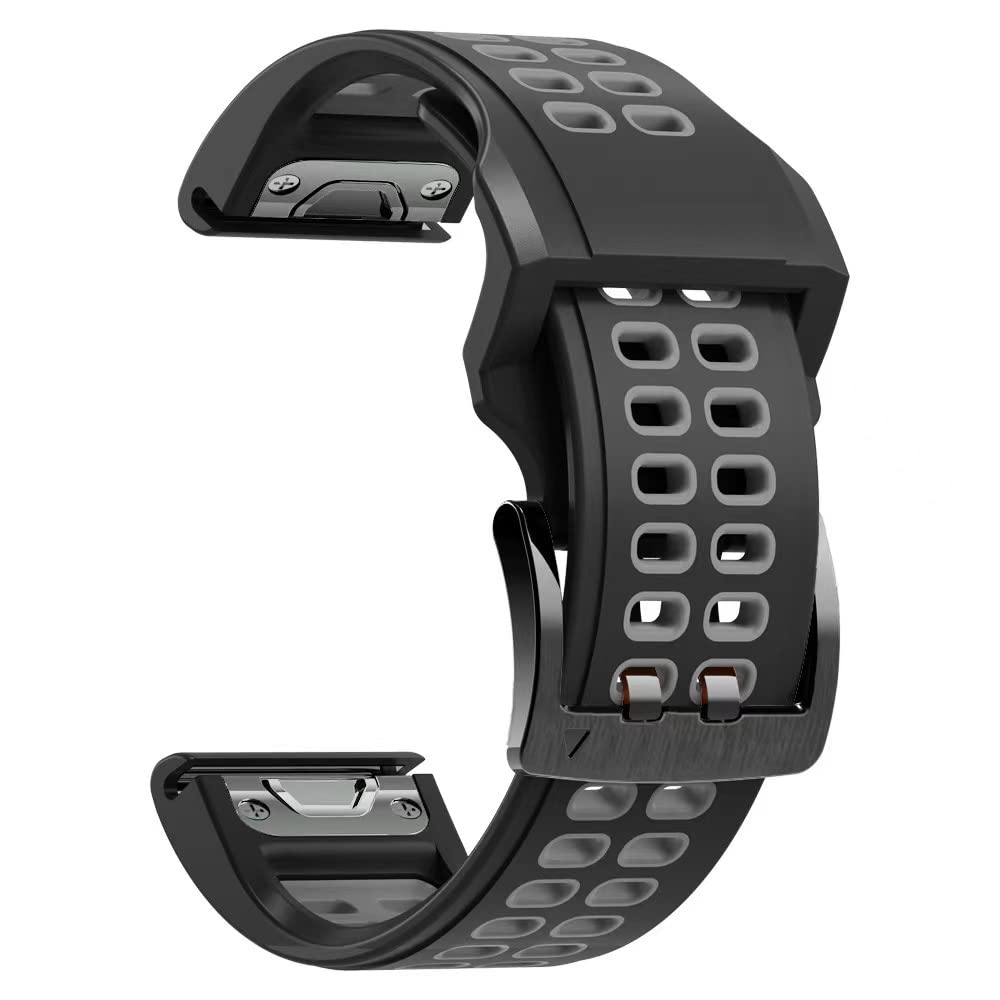 OPKDE Uhrenarmband für Garmin Fenix 7X, 7, 6, 6X, 5, 5X, 3HR, Epix, MarQ, Approash S62, TACTIX Delta, Silikon, einfach anzubringen, 22 mm / 26 mm, For Fenix 7, Achat