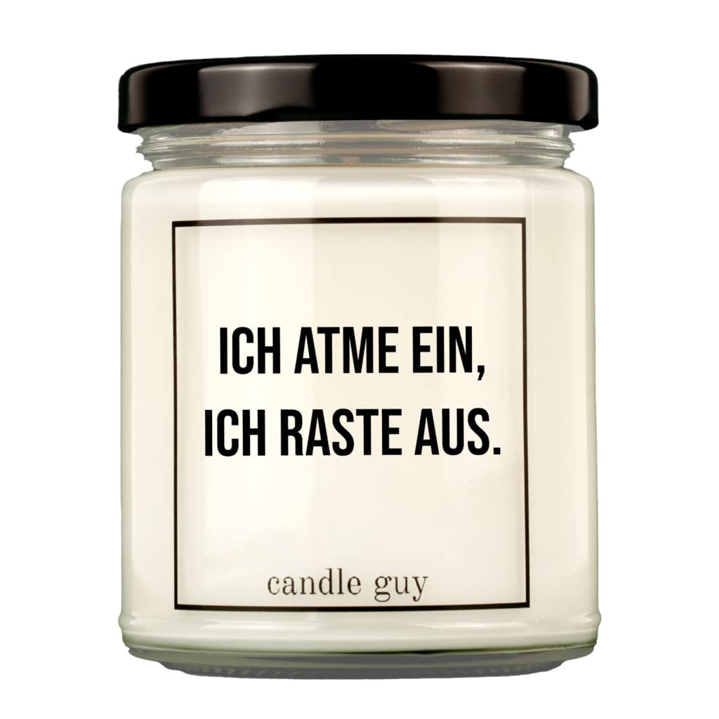 candle guy Duftkerze | Ich atme ein, ich raste aus. | Handgemacht aus 100% Sojawachs | 70 Stunden Brenndauer