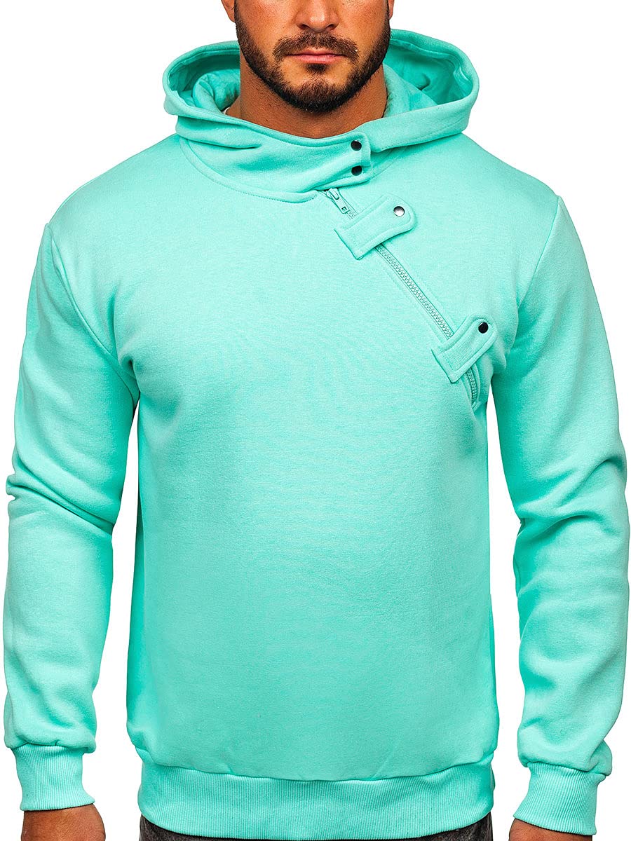 BOLF Herren Kapuzenpullover Hoodie Sweatshirt mit Kapuze Pullover Pulli Langarmshirt Freizeit Sport Fitness Outdoor Casual Style 06 Mint XL [1A1]