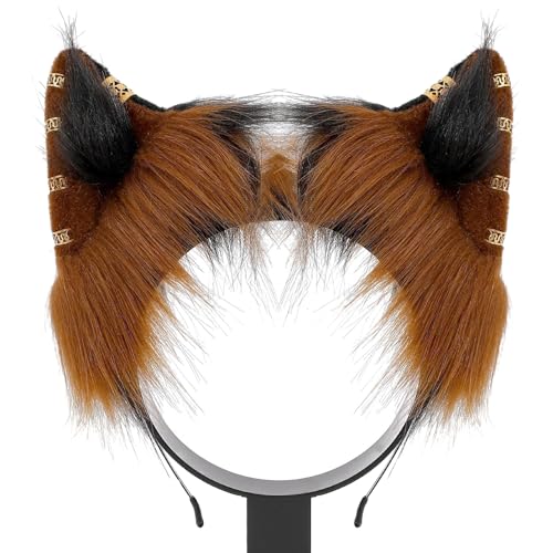 Neujahrsaufführungen Füchse Ohr Haarband mit Legierung Ohrring Dekor Füchse Ohr Stirnbänder Gothic Cartoon Haar Hoop Ohr Stirnband Erwachsene Größe Ohr Stirnband Make-up Ohr Stirnband zum Waschen