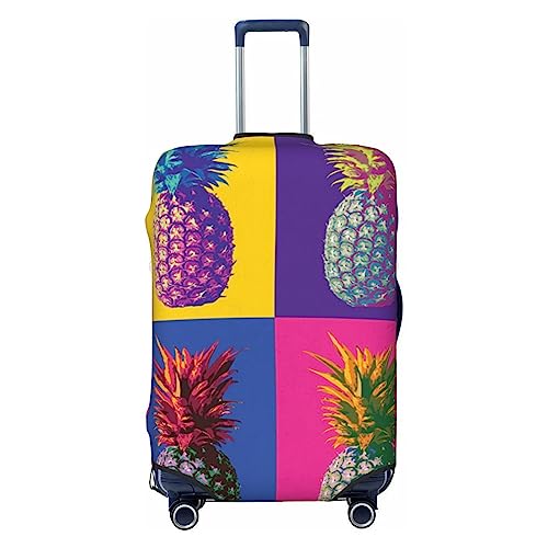 Miniks Reisegepäckhülle mit buntem Ananas-Muster, strapazierfähig, passend für 45,7 - 81,3 cm große Gepäckstücke, Schwarz, Small