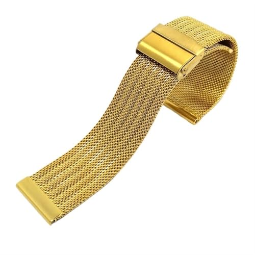 THBGTCNQ Uhrenarmband aus gewebtem Edelstahlnetz, 18 mm, 20 mm, 22 mm, 24 mm, universelles Metallarmband for Smartwatches, Quarzuhren(GOLD,24mm)