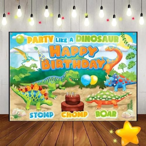 Dinosaurier Karikatur Thema Kuste Geburtstag Hintergrund Dekoration Hintergrund Fotografie Hintergründe Banner Foto Party Studio 210X150cm