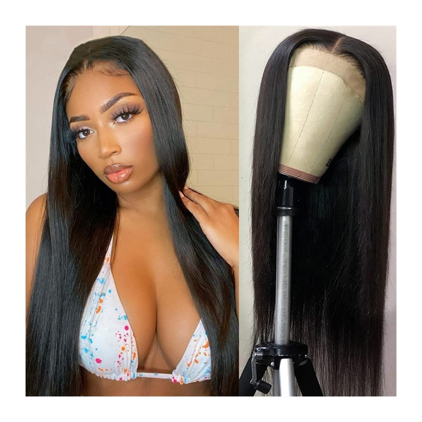 Gewellte Spitzenperücken Brasilianische gerade menschliche Haarperücken for Frauen 5x5 Remy Hair Spitze Verschluss Perücke 150% Dichte HD Transparente Spitzenverschluss Perücke 4x4 braune Spitzenversc