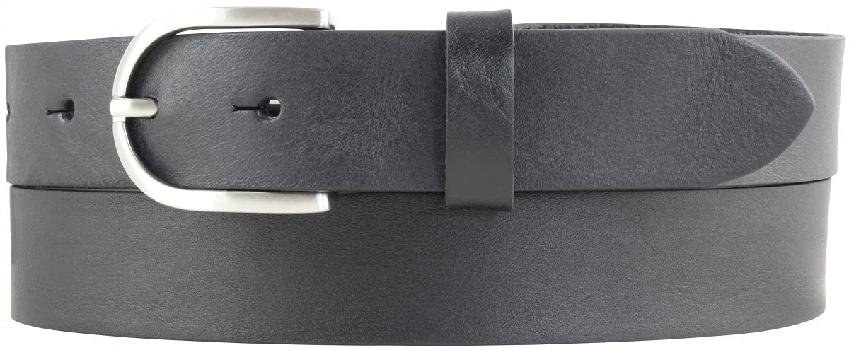 BELTINGER Überlängen-Gürtel für Damen aus Vollrindleder 3 cm | Ledergürtel mit silberner Gürtelschnalle 30mm | Hochwertiger Damen-Gürtel | Schwarz 155cm