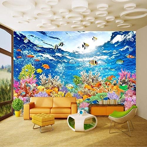 XLMING Unterwasserwelt Kinder Küche Esszimmer Arbeitszimmer Wohnzimmer TV Hintergrund Wand 3D Tapete-400cm×280cm