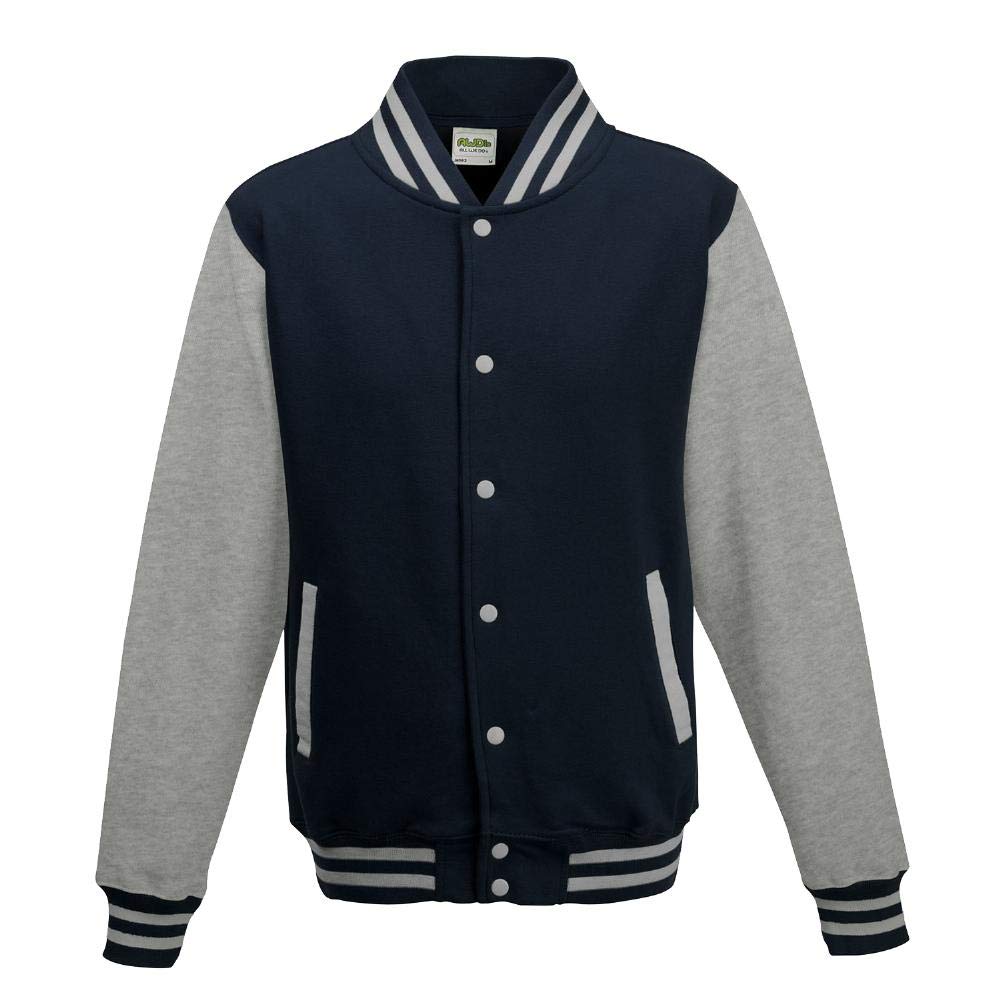 Just Hoods College Jacke 'Varsity Jacket, Oxford Navy/Heather Grey, XS