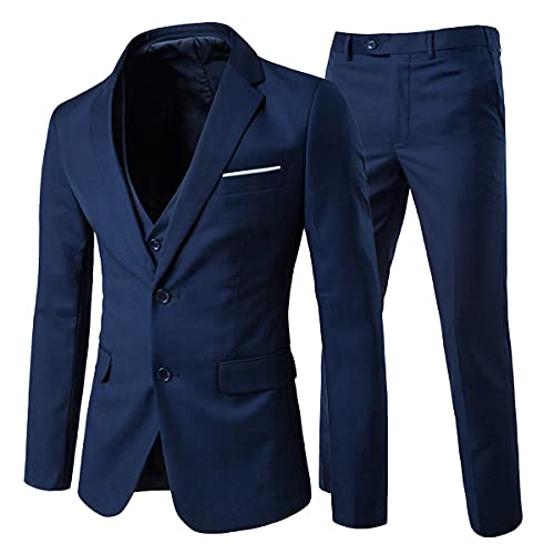 Allthemen Herren 3-Teilig Slim Fit Anzug Zwei Knöpfe Business Sakko