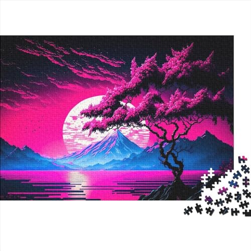 Kunstpuzzle für Erwachsene, 1000 Teile, Kirschblüten-Japan, Holzpuzzle für Teenager, Lernspiele, Heimdekorationspuzzle. (Größe 75x50cm)