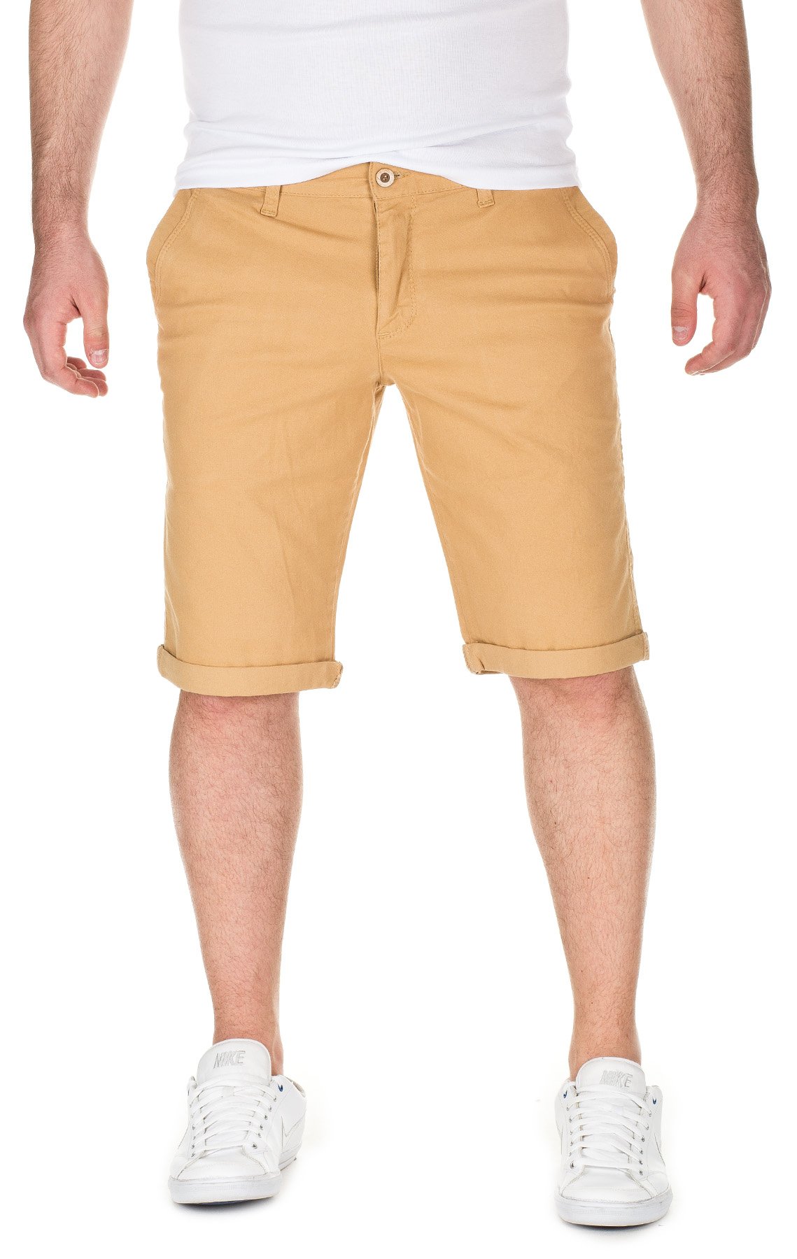 WOTEGA Herren Chino Shorts Bermuda Beige Hose Alex Kurze Gelb Short Maenner Hosen Sommer Stretch Capri Hose Slim, Sand (14928), W29