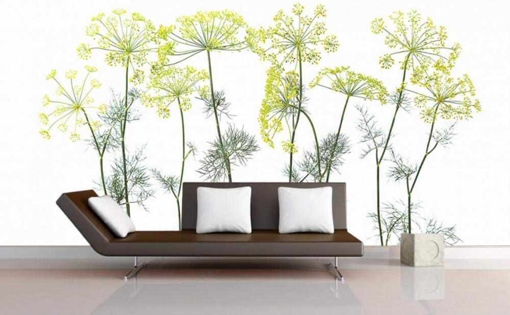 Grüne Pflanzen Gelbe Blumen 3D Tapete Poster Restaurant Schlafzimmer Wohnzimmer Sofa TV Dekorative Wand-300cm×210cm