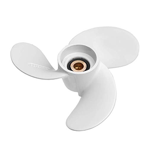 Jodriva 6L5-45943-00-EL Marine-Außenbordpropeller aus Aluminiumlegierung, 7 1/4 x 6, for Yamaha, 2,5–3 PS, 9 Keilzahn, 3 Blätter, R-Rotation, Weiß Propeller für Außenbordmotoren