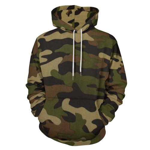 HABXNJF Kapuzen-Sweatshirt, Armee-Camouflage-Kapuzenpullover, modischer Kapuzenpullover mit Tasche für Herren und Damen, Armee Camouflage, 4X-Large