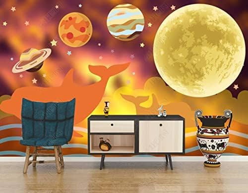 Handbemalte Wand Mit Planet Der Wale Und Sternennacht Im Kinderzimmer 3D Tapeten Wanddekoration Fototapete Sofas Wohnzimmer Wandbild Schlafzimmer-400cm×280cm