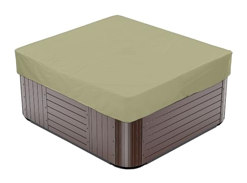 BaCover Outdoor Whirlpool Abdeckung 210D Oxford-Gewebe Wasserdicht Quadrat Spa Abdeckun Pool-Staubschut Schutz vor Wind UV Schützende,Beige,231x231x90cm