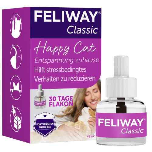 FELIWAY Classic Nachfüllflakon für Katzen | Pheromone zur Reduktion von Harnmarkieren, Kratzen oder Verstecken | verbessert die Beziehung zu Ihrer Katze | 48ml