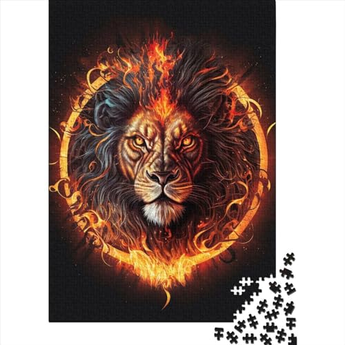 Feuerlöwenkopf-Puzzle, 1000 Teile, Puzzle für Erwachsene und Teenager, Holzpuzzle für Erwachsene und Teenager, einzigartiges Herausforderungsspiel, 75 x 50 cm