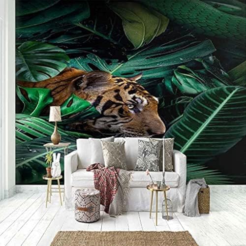 XLMING Dschungeltier-Tiger Küche Esszimmer Arbeitszimmer Wohnzimmer TV Hintergrund Wand 3D Tapete-150cm×105cm