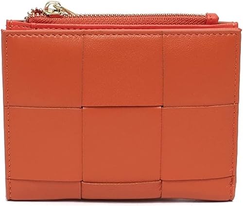 Brieftasche, Kartentasche, modisch, gewebt, echtes Leder, kurze Geldbörse for Damen, funktionale Bifold-Geldbörse, Geldbeutel, weiblich, schick, kleine Kartenhalter (Farbe: Rosa) (Mint) (Farbe: Mint)