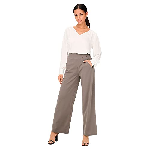 JDY Women's JDYLOUISVILLE Catia Wide Pant JRS NOOS Hose, Driftwood, L/32