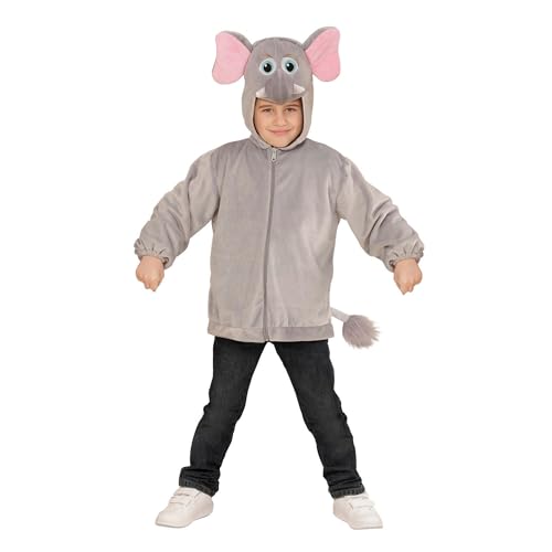 "ELEPHANT IN SOFT PLUSH" (hoodie with mask) - (98 cm / 1-2 Years)