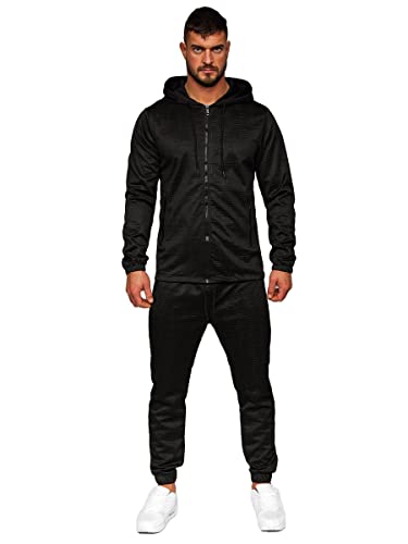 BOLF Herren Sportanzug Jogginganzug Trainingsanzüge Fitnessanzug Hoodie Kapuzenpullover Set Tracksuit Workout Sport Fitness für Running Yoga Gym Sportswear 3A162 Schwarz XXL [4D4]