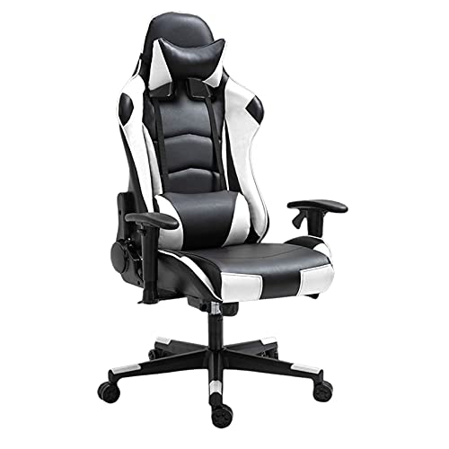 BFVAKBKYT Home Office Ergonomischer Schreibtischstuhl, Gaming Stuhl Ergonomischer Bürostuhl Computer Schreibtisch Chefsessel Pu Leder Hohe Rückenlehne Einstellbar(White)