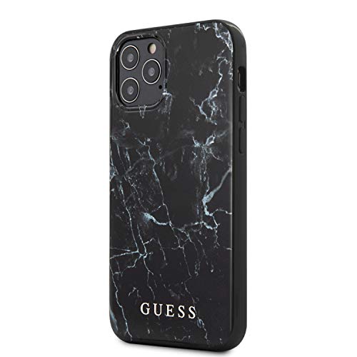 Guess Hard Cover Marble Collection für Apple iPhone 12 Pro Max, Schwarz, GUHCP12LPCUMABK