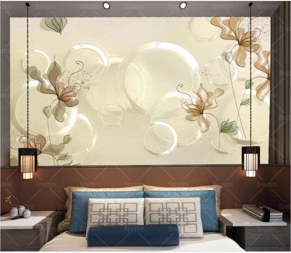 Geometrischer Kreis Blume 3D Tapete Poster Restaurant Schlafzimmer Wohnzimmer Sofa TV Dekorative Wand-300cm×210cm