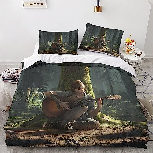 UKALOU The Last of Us Spielfiguren 3D Bettwäsche-Set Weich Mikrofaser Bettwäsche Set,für Unisex,mit Bettbezug Und Kissenbezug Haltbar Atmungsaktive King（220x240cm）