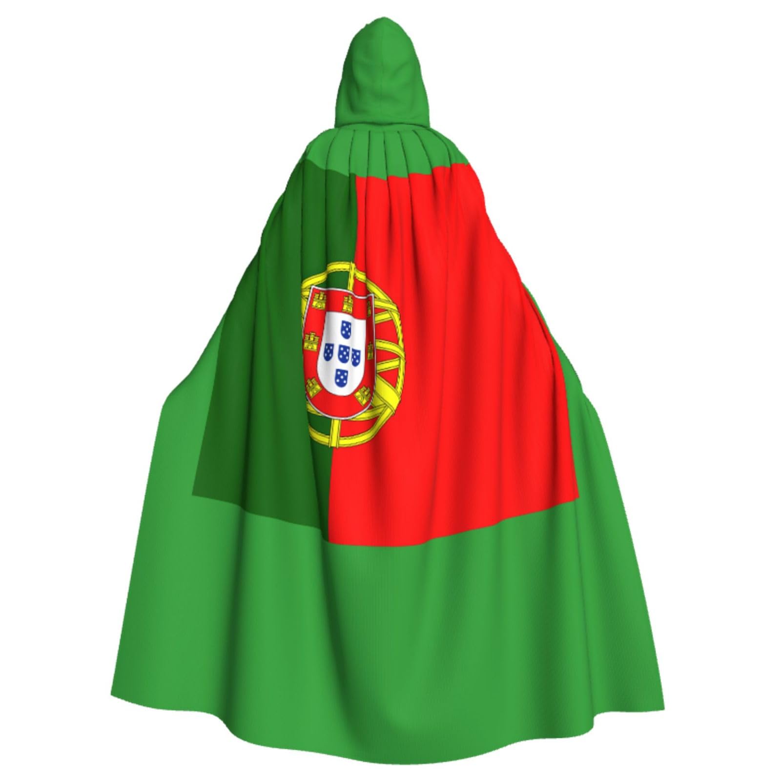 YQxwJL Halloween-Umhang mit portugiesischer Flagge, Herren, mit Kapuze, Renaissance-Umhang für Erwachsene, Cosplay, Hexenumhang