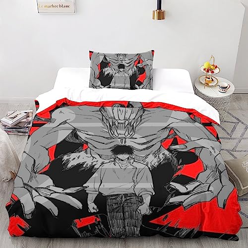 UKALOU Jujutsu Kaisen Gojo Satoru Bettwäsche Set Bettbezug Set 3D Trösterbezug 3 Stücke Mikrofaser Für Kinder Teens Jungen Bedruckter Bettbezug Single（135x200cm）