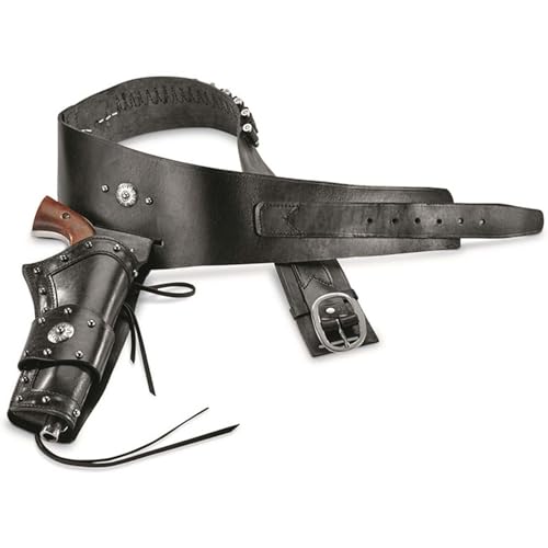 MDFCZXP Retro Leder Pistole Piraten Steinschloss Holster, Single Gun Halter, für Cosplay Kostüm Accessoire,Schwarz,20cm