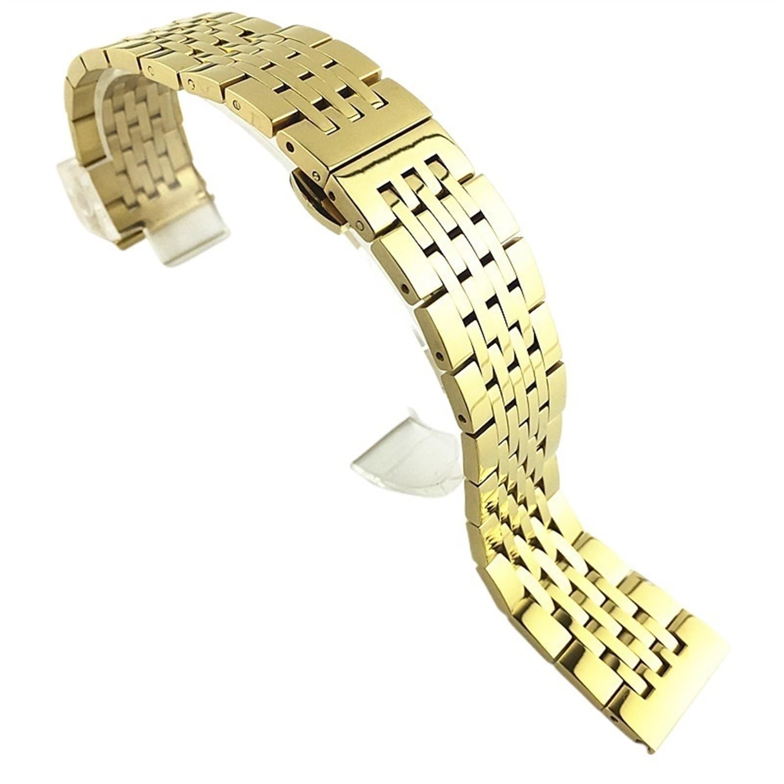 THBGTCNQ 2 in 1 gebogenes gerades Uhrenarmband aus Edelstahl, 16 mm, 18 mm, 20 mm, 22 mm, Uhrenarmband, Ersatzarmband(Gold,22mm)