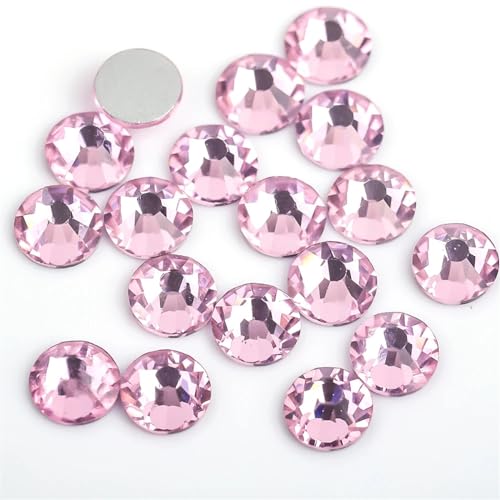 Bulk Flatback Strasssteine, Kristall Hotfix, 1440 Stück hell-dunkelrote Kristallglitzer-Strasssteine ​​für Nagelkunst, SS3–SS30, Glaskristall, nicht HotFix, Nagelkunst-Dekorationen(Light Pink,Mix size