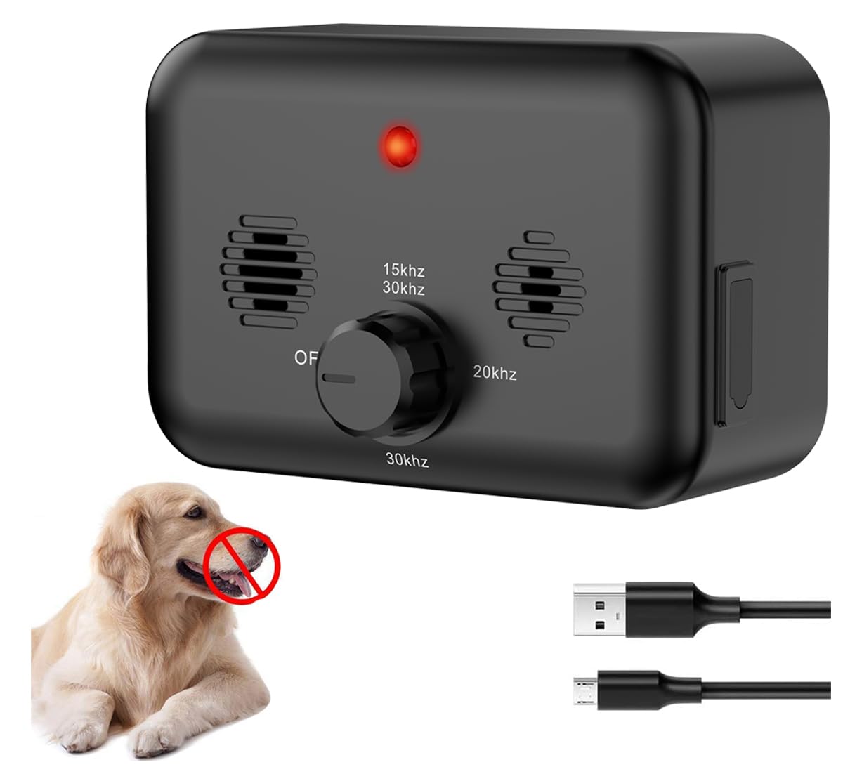 HXWEB PET Anti Bell Gerät Hunde, Ultraschall Antibell für Hunde mit 3 Modi bis zu 50FT Wirksame Kontrolle Bereich, IPX4 Wasserdicht Antibell Ultraschall Gerät für den Außen und Innenbereich