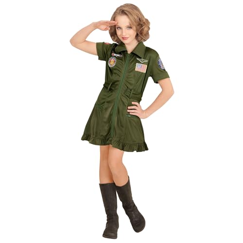 Widmann - Kinderkostüm Kampfjet Pilotin, Kleid, Flieger, Flugzeugkapitän, Army, Fasching, Mottparty, Karneval