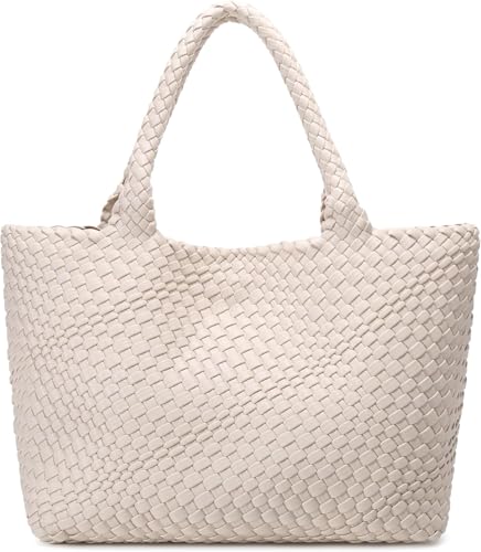 Damen 1135 Gewebte Tragetasche, Schultertasche, HOBO-Tasche, Beige