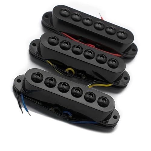 Gitarren-Tonabnehmer 1 Set Single Coil E-gitarre Pickup Für Gitarre Ceremic Magnet Hals/Mitte/Steg Pickup Gitarre Zubehör (Color : Black)