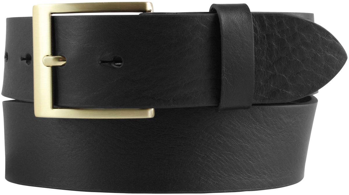 BELTINGER Gürtel mit goldener Gürtelschnalle aus Vollrindleder | Hochwertiger Jeans-Gürtel 40mm | Herren-Gürtel made in Italy | Schwarz 105cm