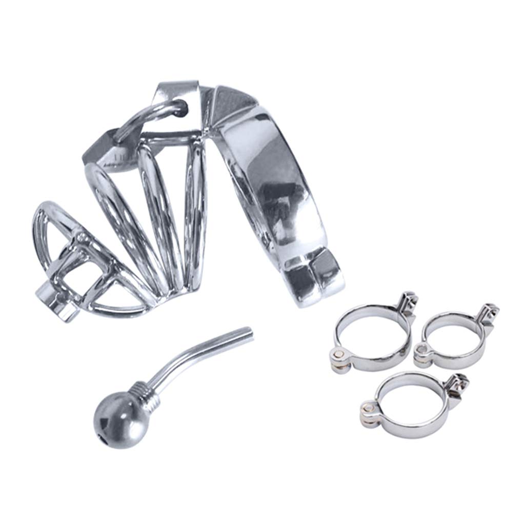 Stainless Steel Cage Penile Bondage Ring Urethral Catheter Male Chastity Lock Device Adult Game Sex Toy for Men