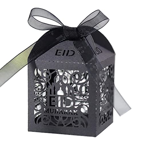 100 Stück Eid Candy Box Hollow Moon Geschenkboxen islamische Geschenkbox für Hochzeit